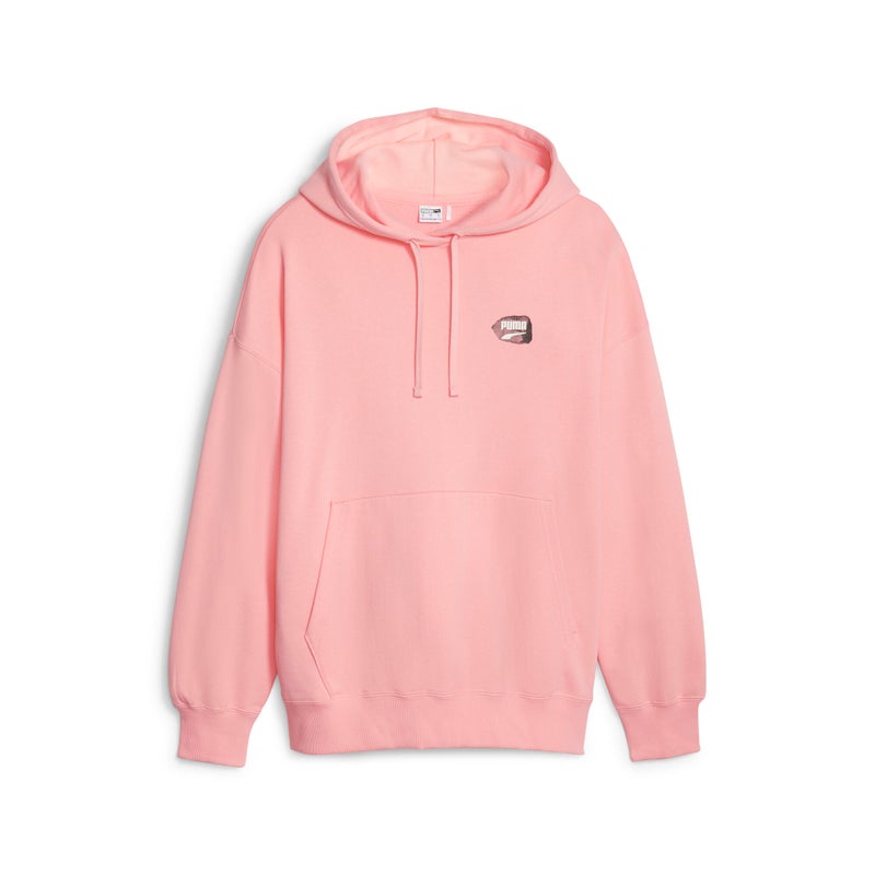 PUMA DOWNTOWN Womens Pink Oversized Graphic Hoodie - Image 1